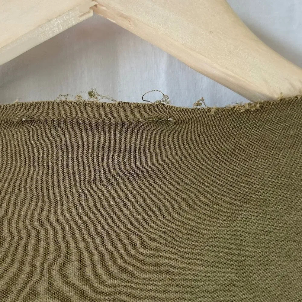 Zara Basic Military Green Raw Trim/Raw Hem Open Cardigan‎ Sz M